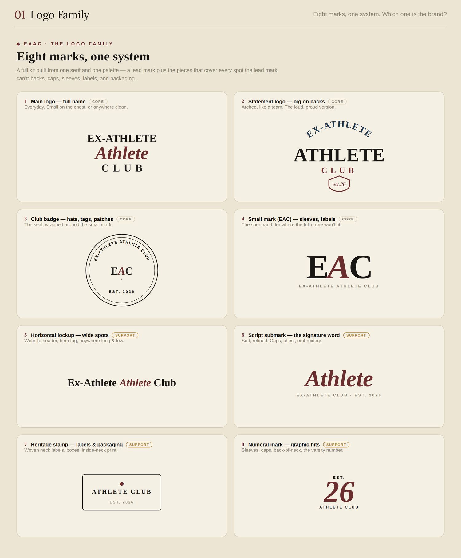 Logo family, eight marks